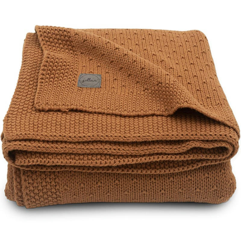 - Couverture bébé en coton Bliss knit caramel (75 x 100 cm)