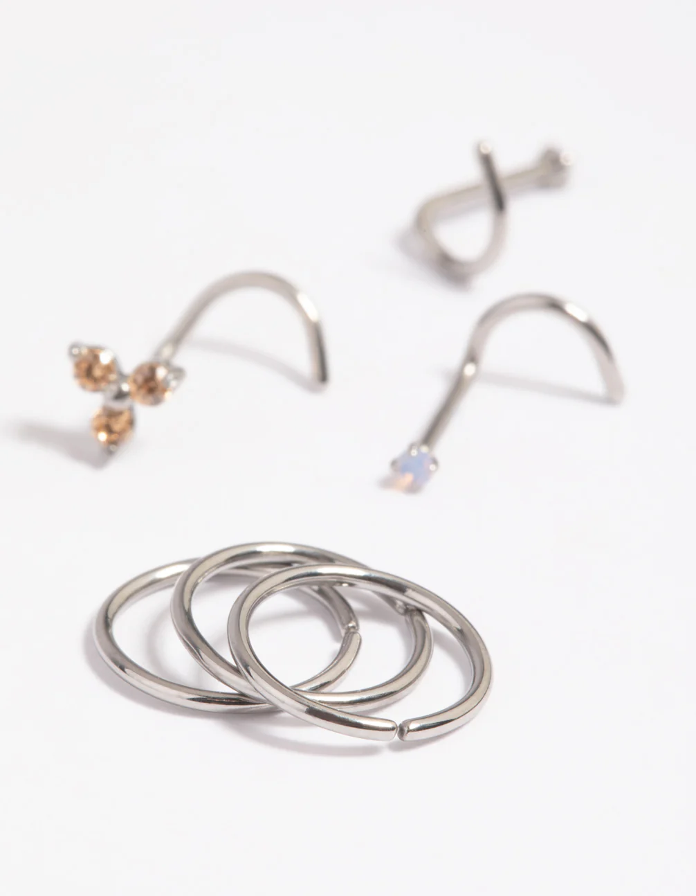 Surgical Steel Diamante Nose Stud 6-Pack