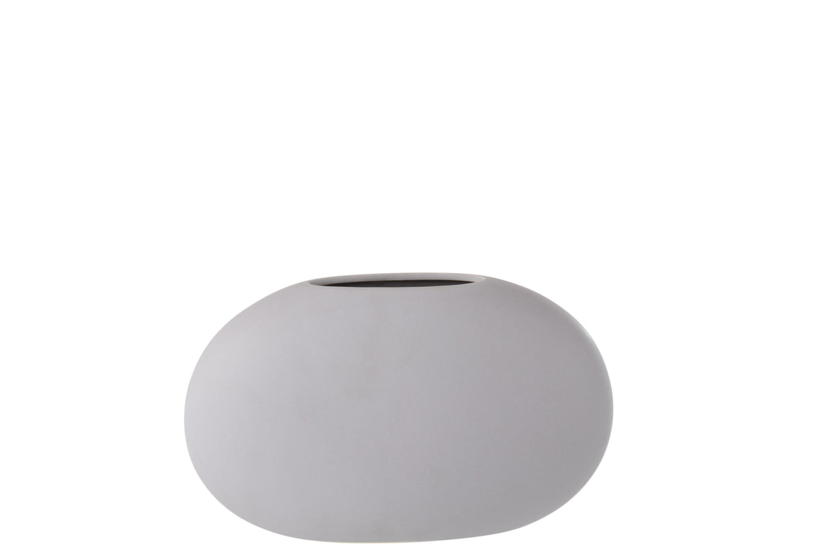 J-Line vaas Ovaal Plat - keramiek - lichtpaars - Ø 10 cm
