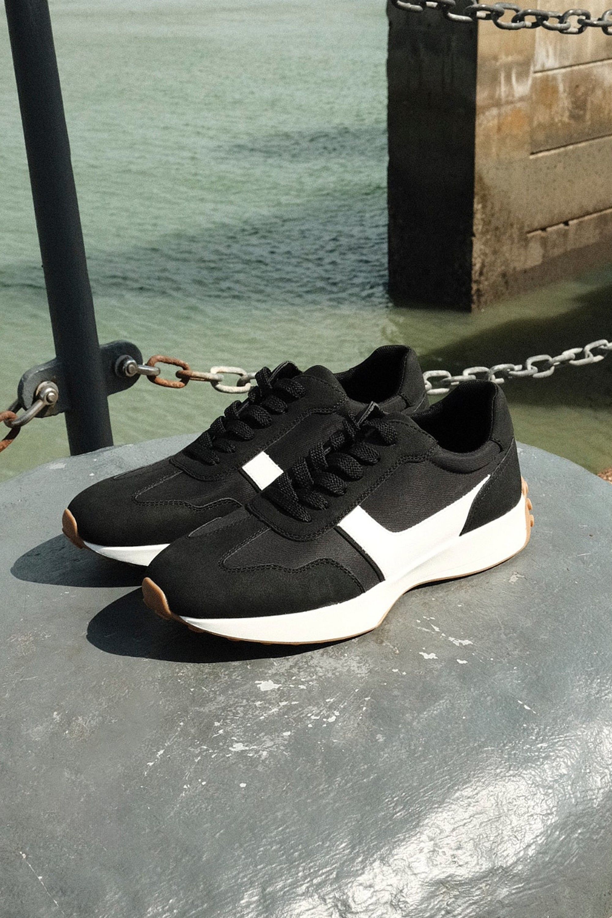 Linzi Hustle Black Suede Mix Sports Trainers