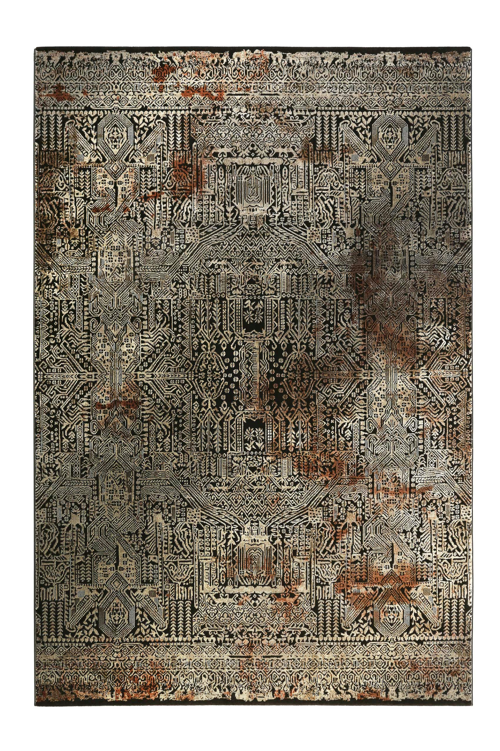 ROCOCO VINTAGE - Tapis tissé baroque vintage avec relief marron beige 225x160