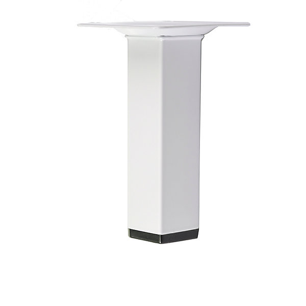 4 un. Pied carré pour meuble en acier 25x25mm hauteur 150mm peinture blanche avec embout
