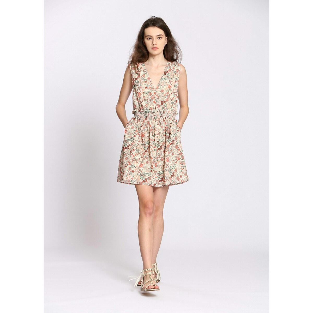 Robe courte sans manches, imprimé floral