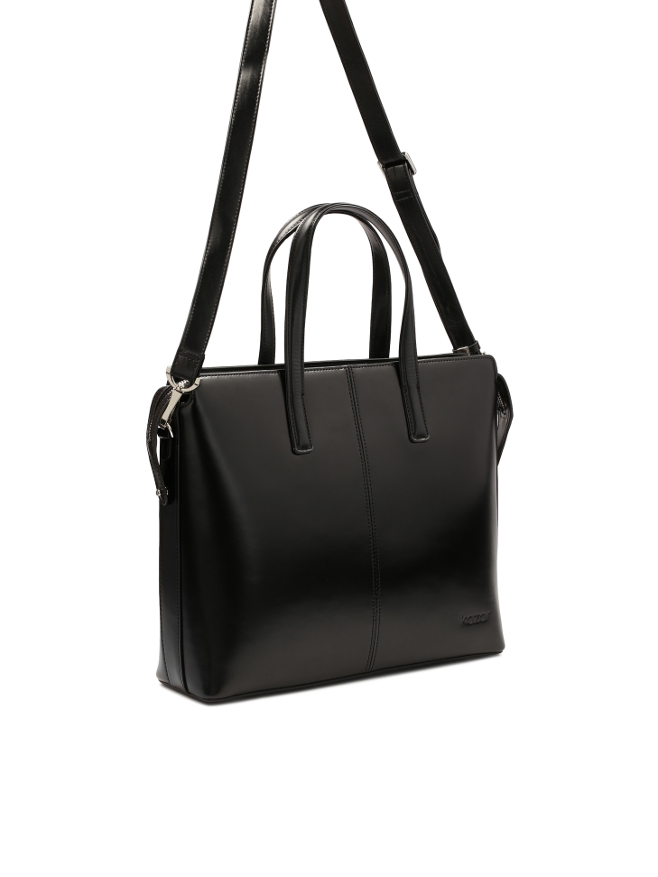 Black leather business style handbag