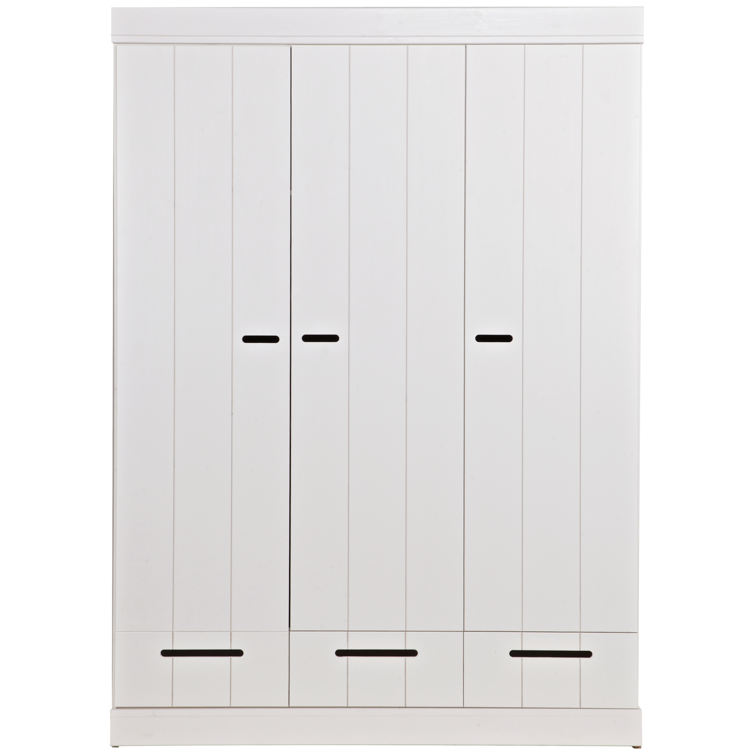 WOOOD kledingkast 3-deurs met lade Connect - Grenen - Wit - 195x140x53