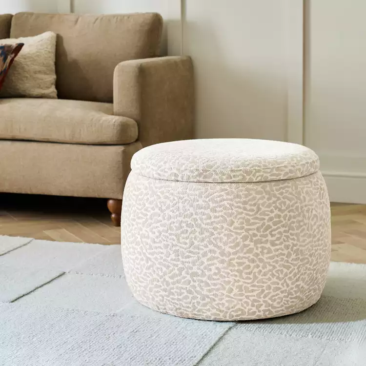 Habitat Cove Fabric Storage Ottoman - Leopard Print