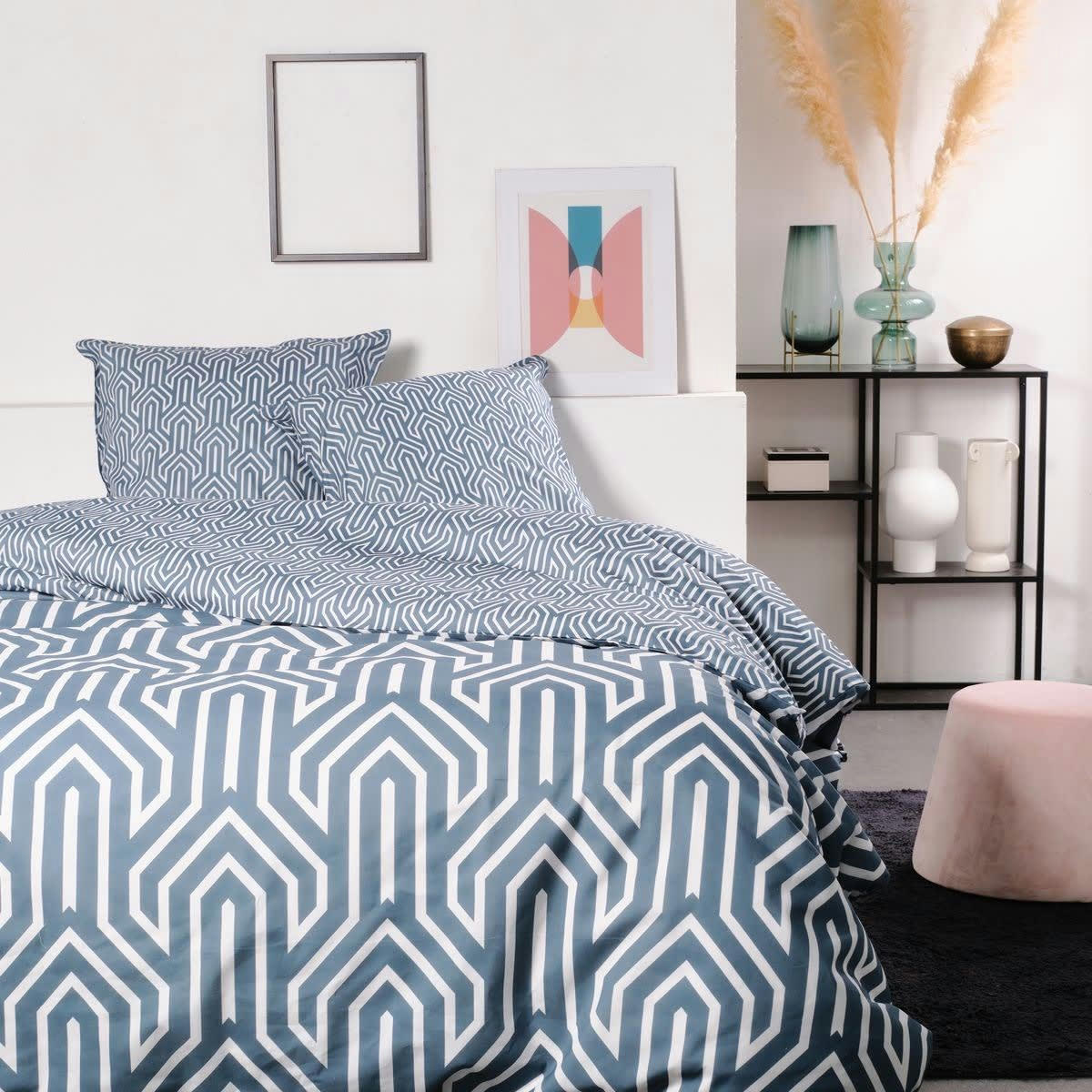 SUNSHINE FLORIE - Parure de lit imprimé en coton bleu 240x260