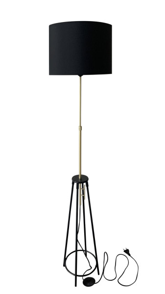 Lampa podłogowa TEGOLA czarny złoty matowy 1x60w e27 abażur czarny