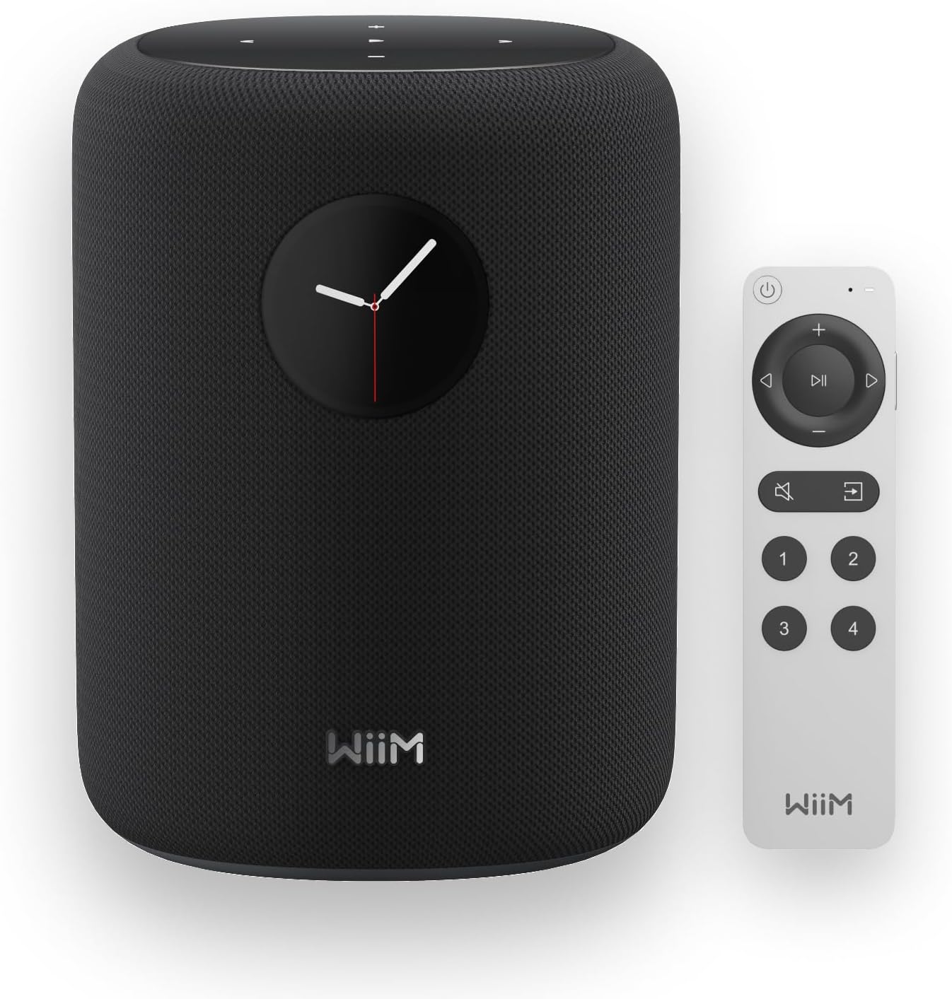 WiiM Sound Smart Speaker with 1.8″ Touch Display  Hi‑Res 24‑bit/192 kHz  AI RoomFit™ Room Correction  100W Peak  Wi‑Fi 6E/Bluetooth 5.3  Multi‑Room & Stereo Pairing  Remote Included  Black