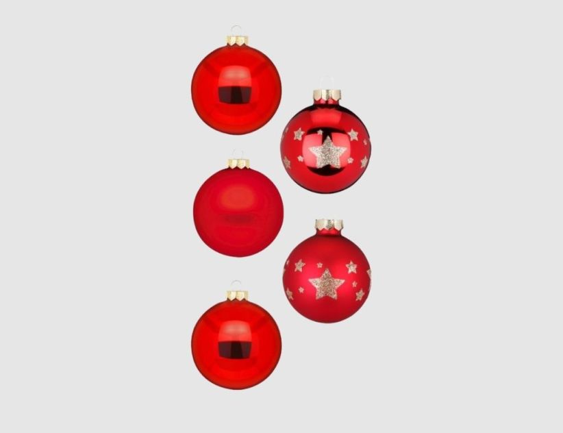 Weihnachtskugeln Rot mix Glas Ø6cm
