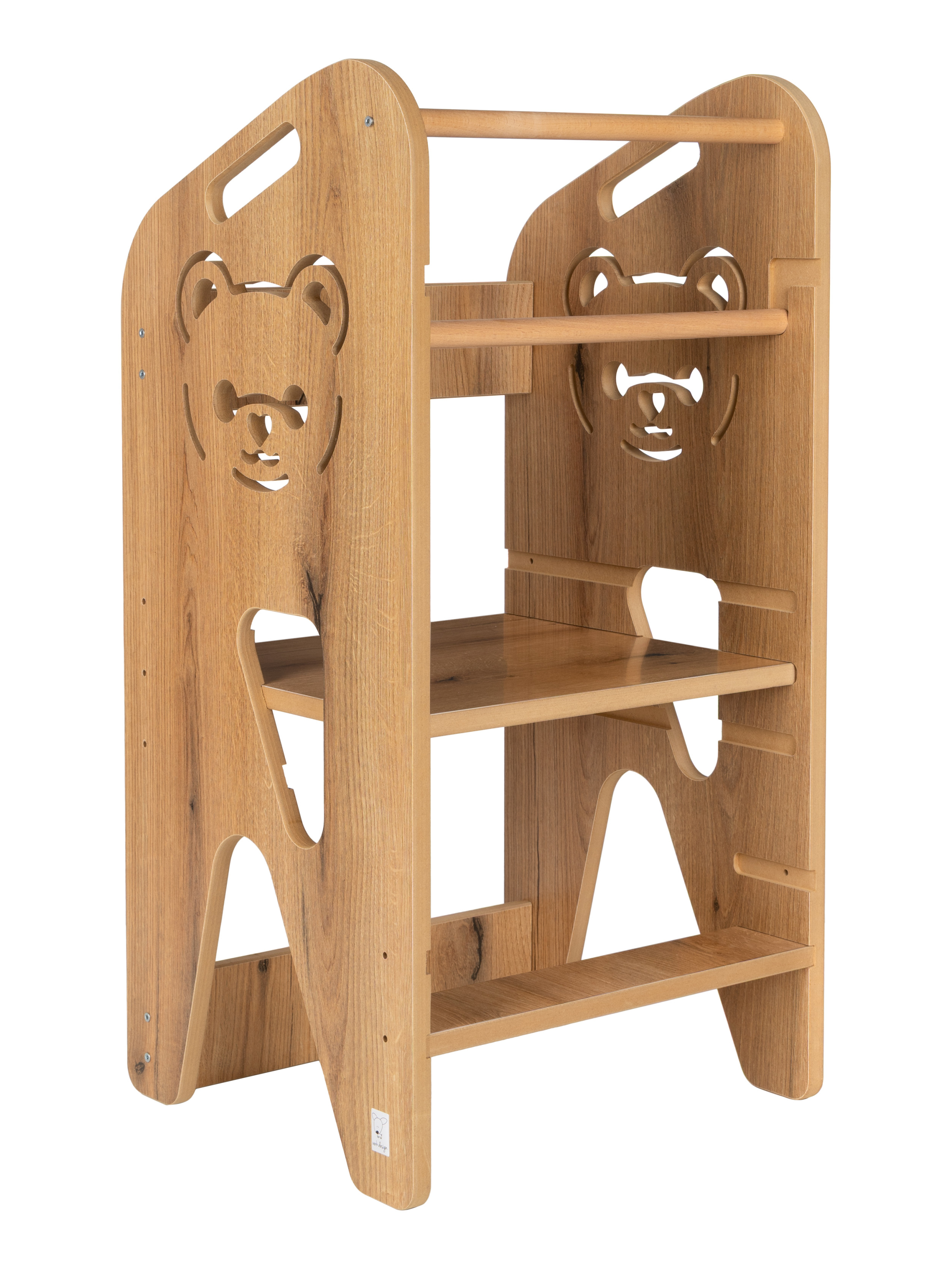 Pomocnik kuchenny dla dzieci wzór miś regulowany Kitchen Helper MDF drewno