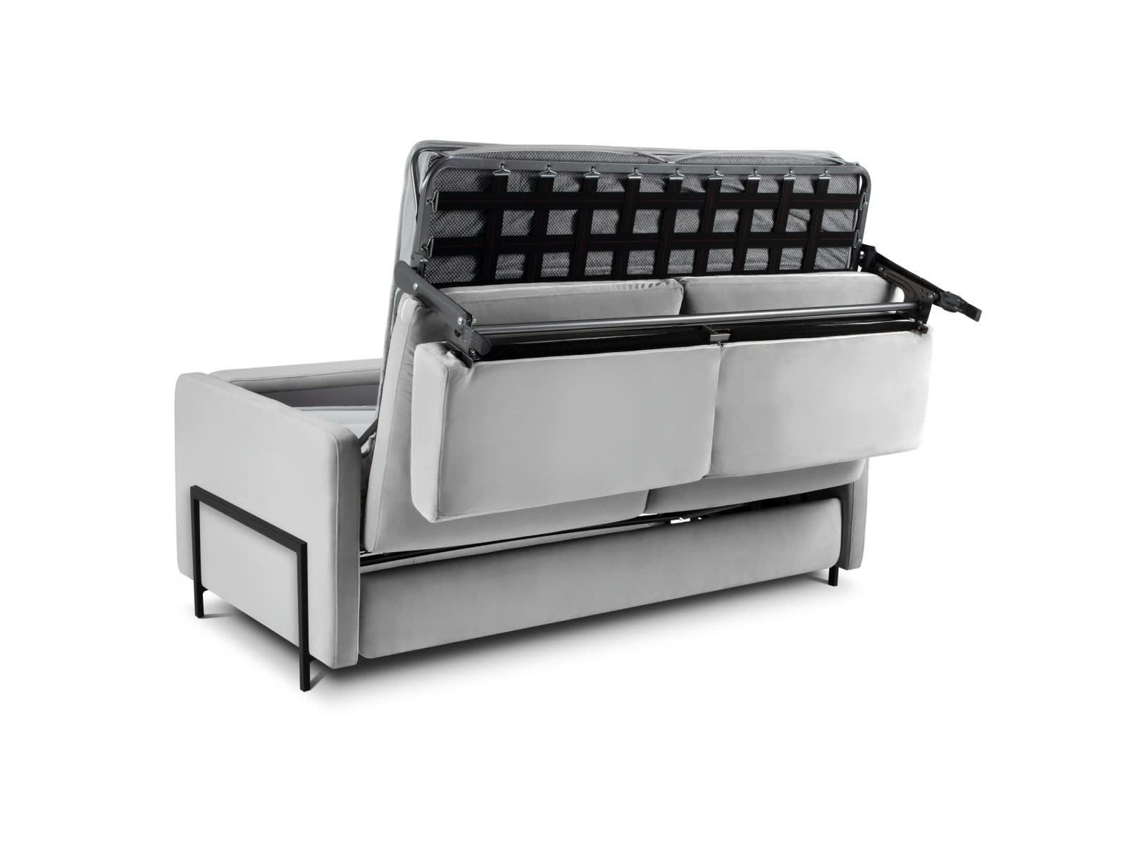 YANIS - Canapé Convertible 2 places en Velours Gris