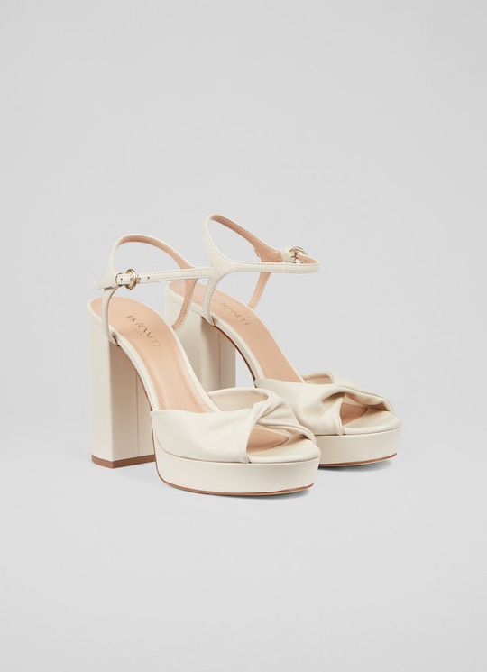 Rosa Cream Leather Platform Sandals