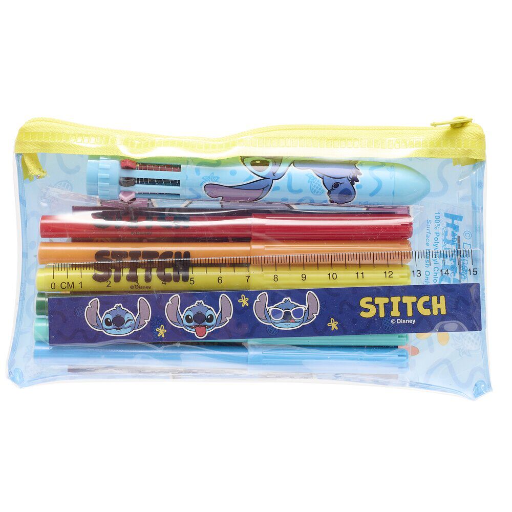 Trousse garnie Stitch bleu et jaune 18 pièces