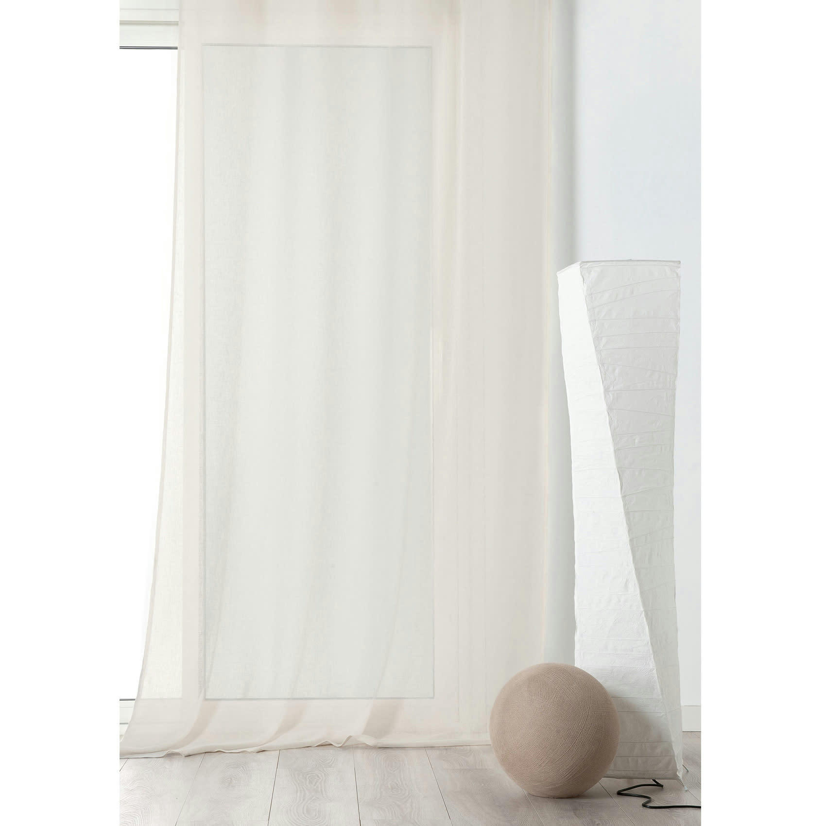 - Voilage tamisant en poly/lin poly / lin blanc cassé 145x240 cm