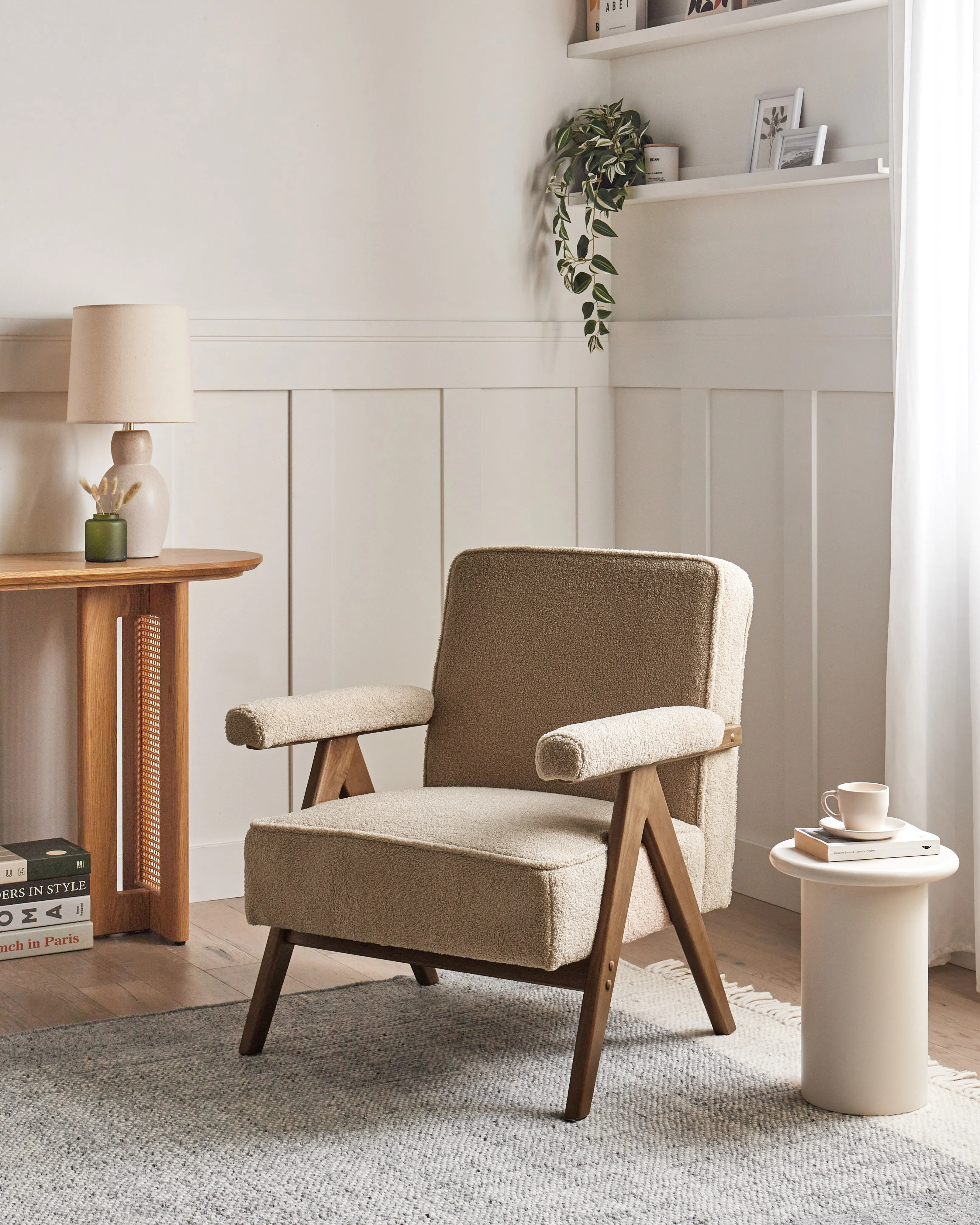 Armchair EVJE Boucle Sand Beige