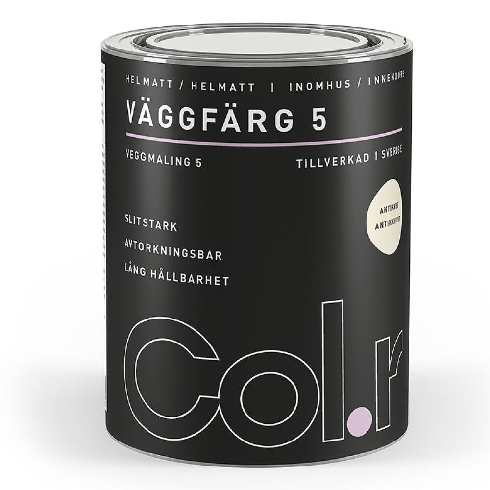 VEGGMALING COL.R HELMATT ANTIKKHVIT 1L