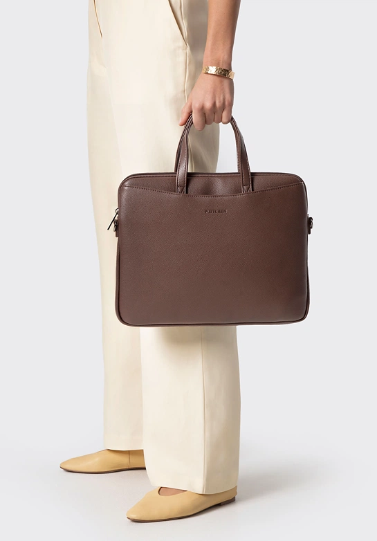 Torba na laptopa z ekoskóry 13–14 cali brązowa