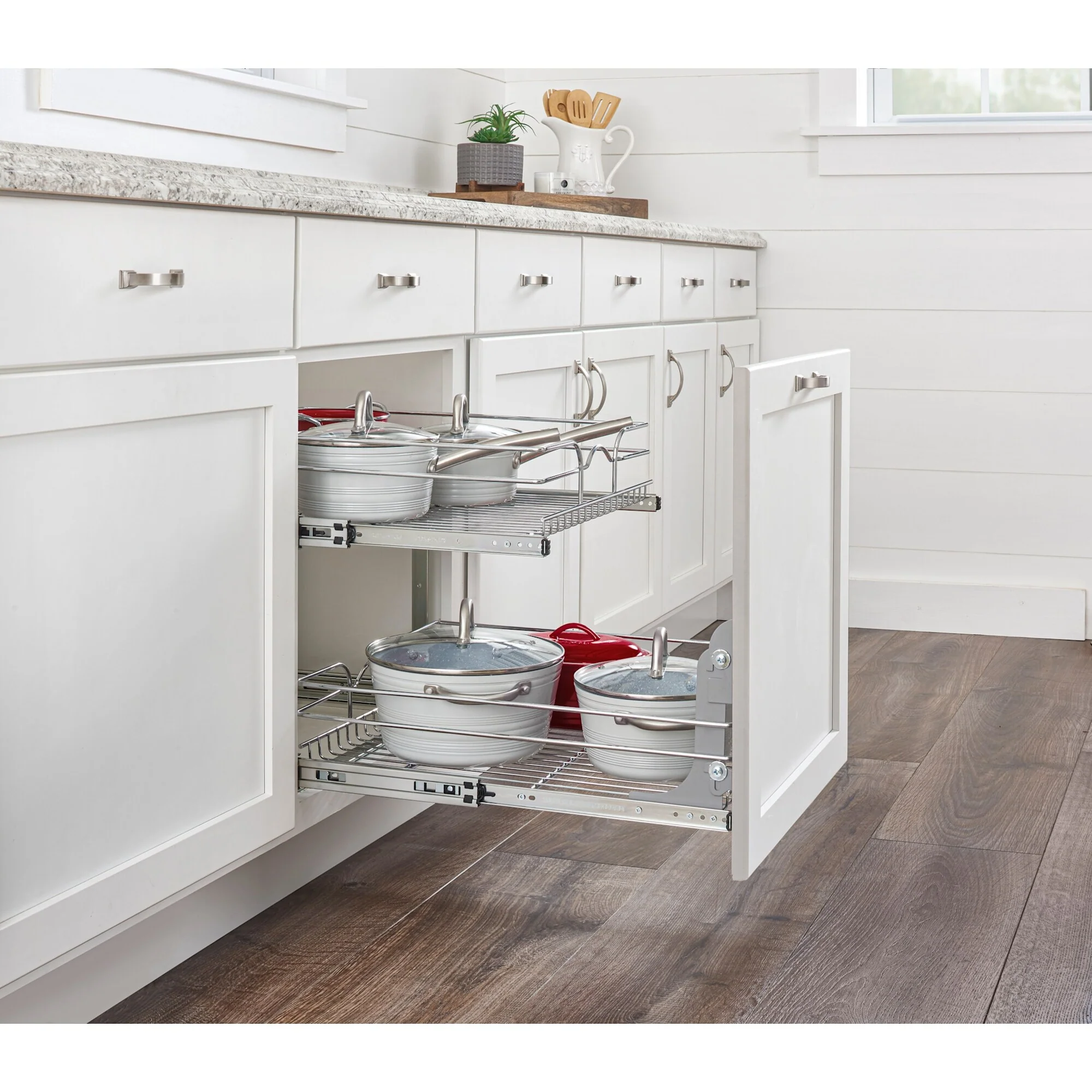 Rev-A-Shelf 5WB2 Series 24 Inch Pull Out Two-Tier Shelf Organizer
