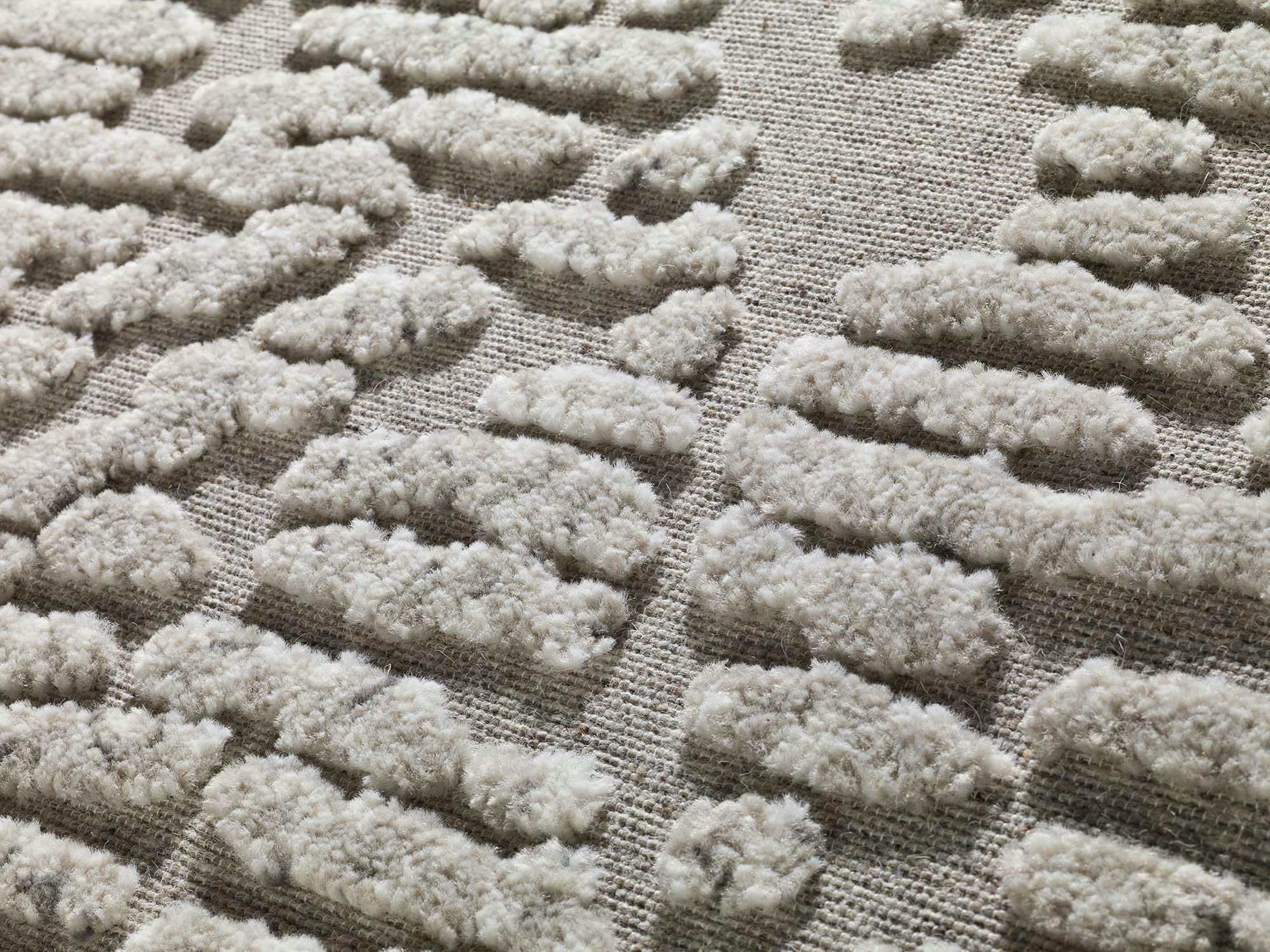 MIRTHA - Tapis en laine avec motifs en relief beige, 154X230 cm