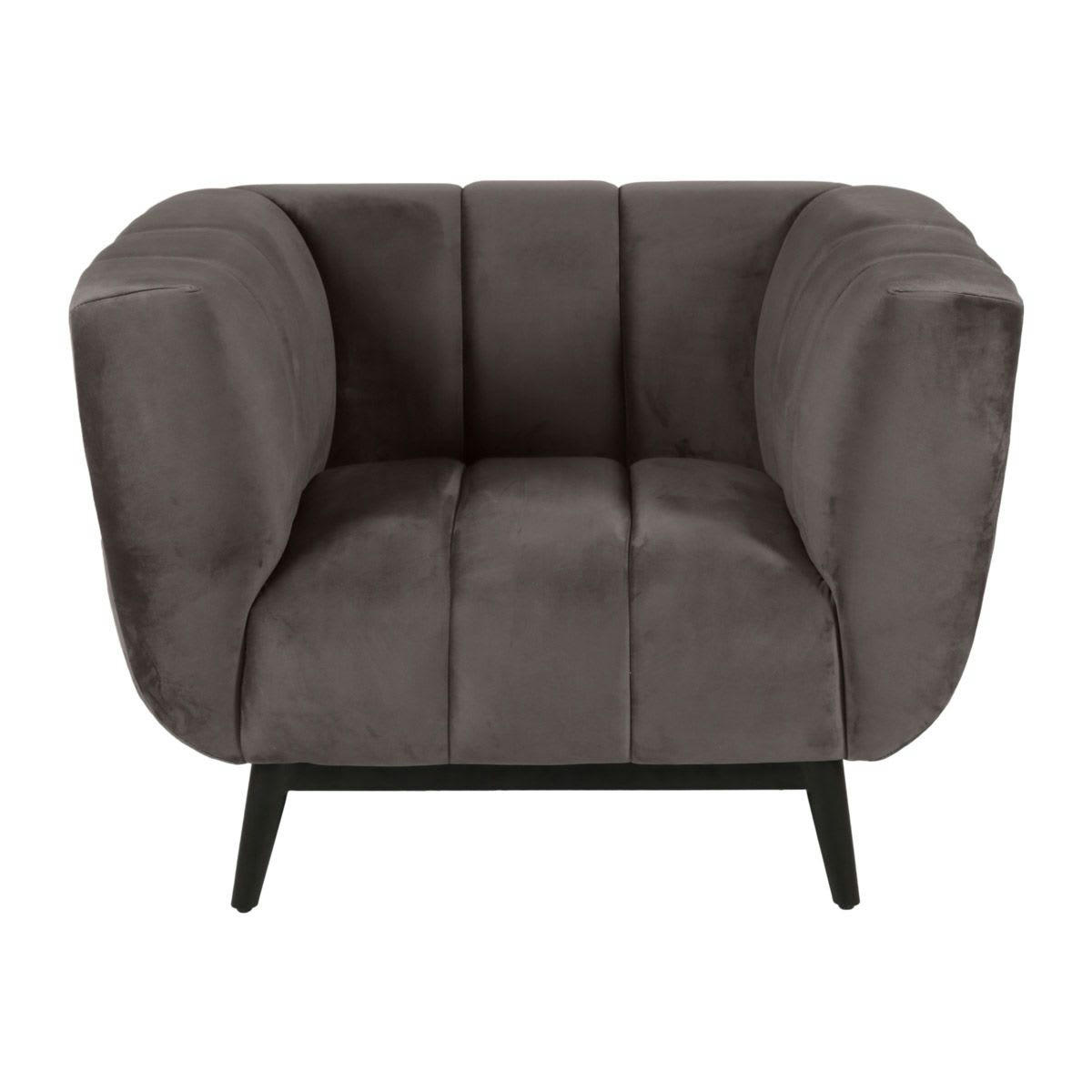 AMARO - Fauteuil velours gris foncé capitonné