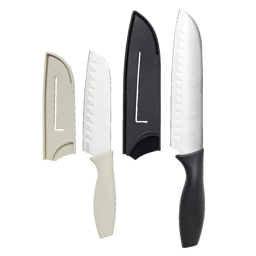 Couteau de cuisine x2 acier avec protection 3,5x33cm