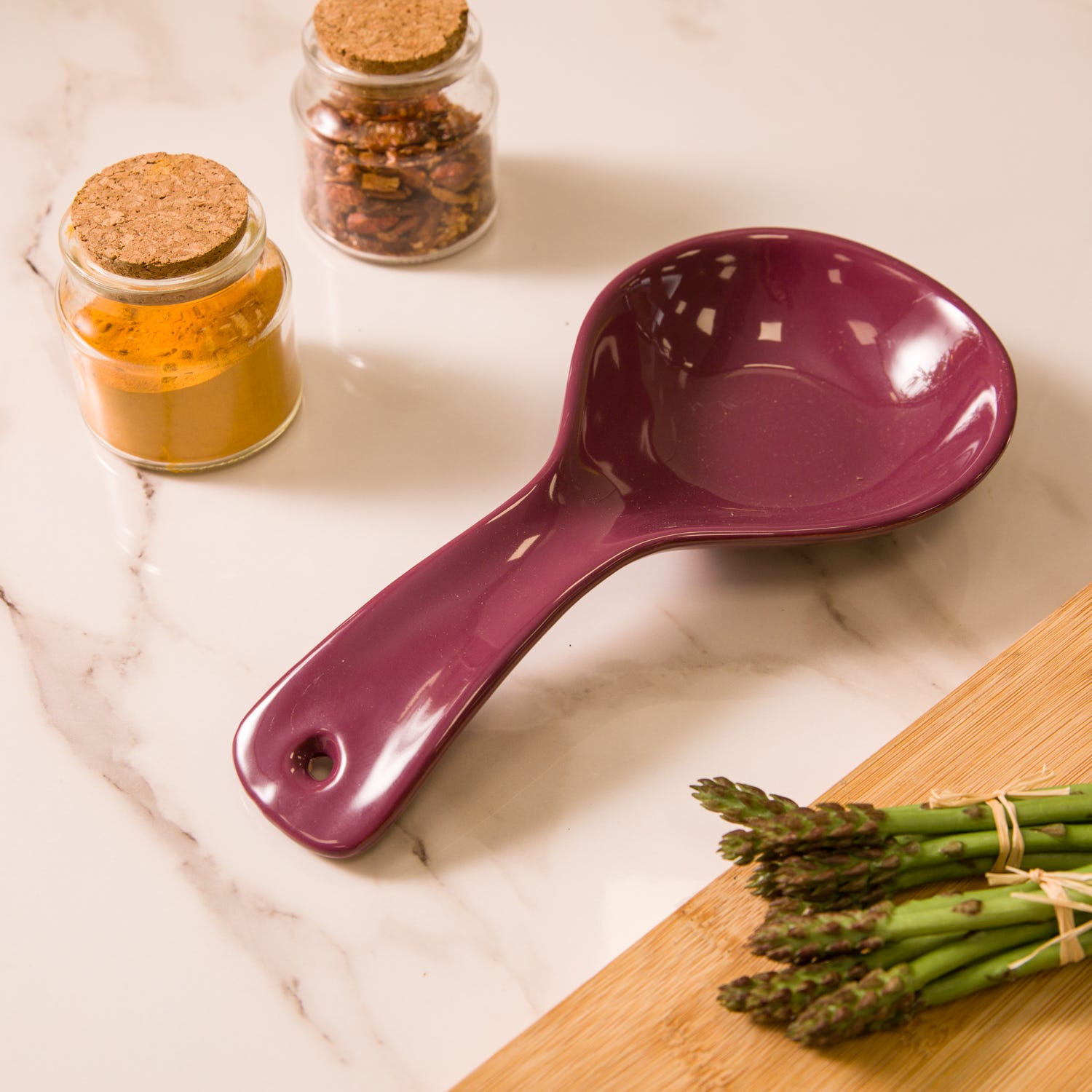 Poggiamestolo Floral viola ceramica stoneware