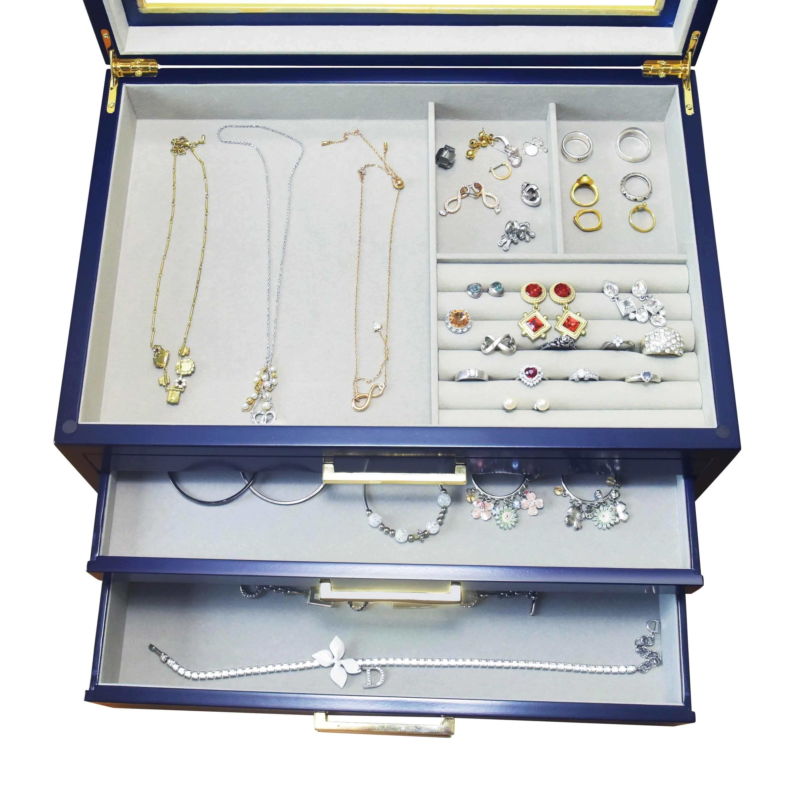 Large Contemporary Navy Jewelry Box