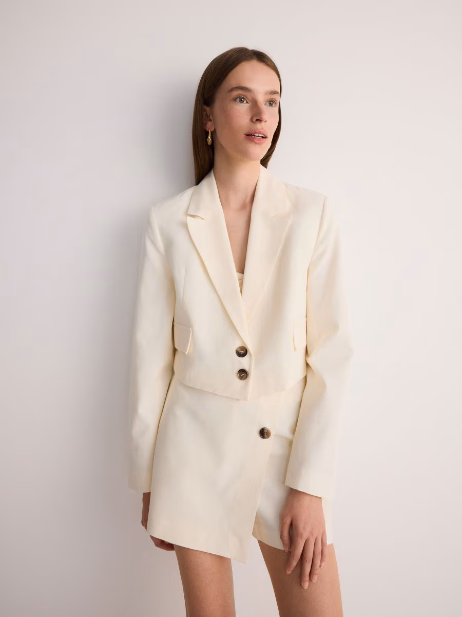 Viscose Blend Cropped Blazer