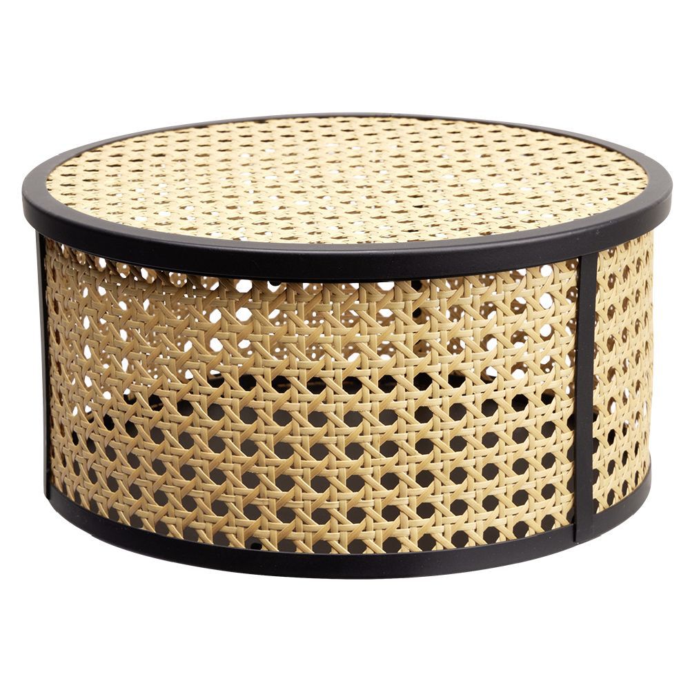 BoÎte déco cannage rotin naturel noir Ø26 cm