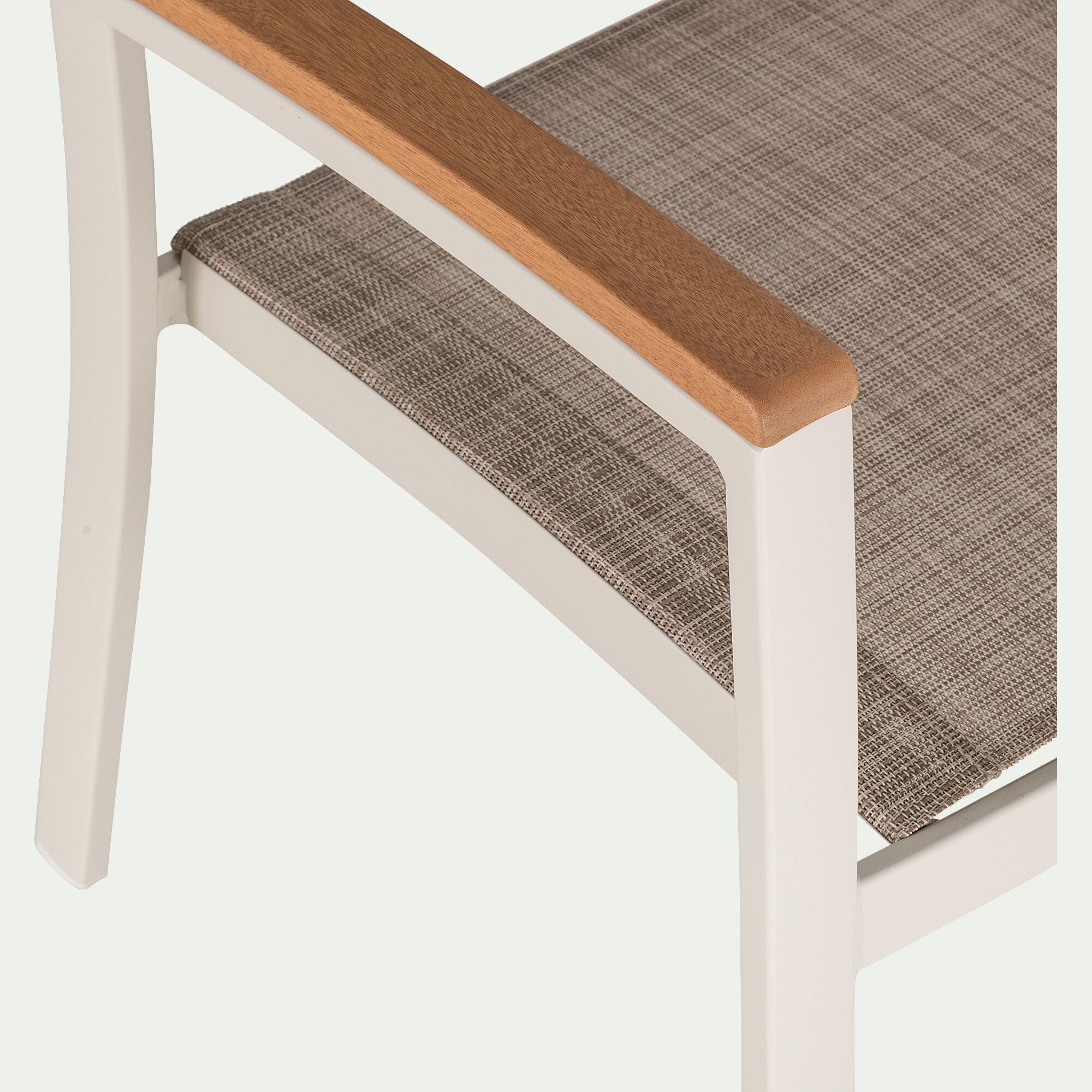 DOLE - Chaise de jardin empilable avec accoudoirs en aluminium - blanc écru