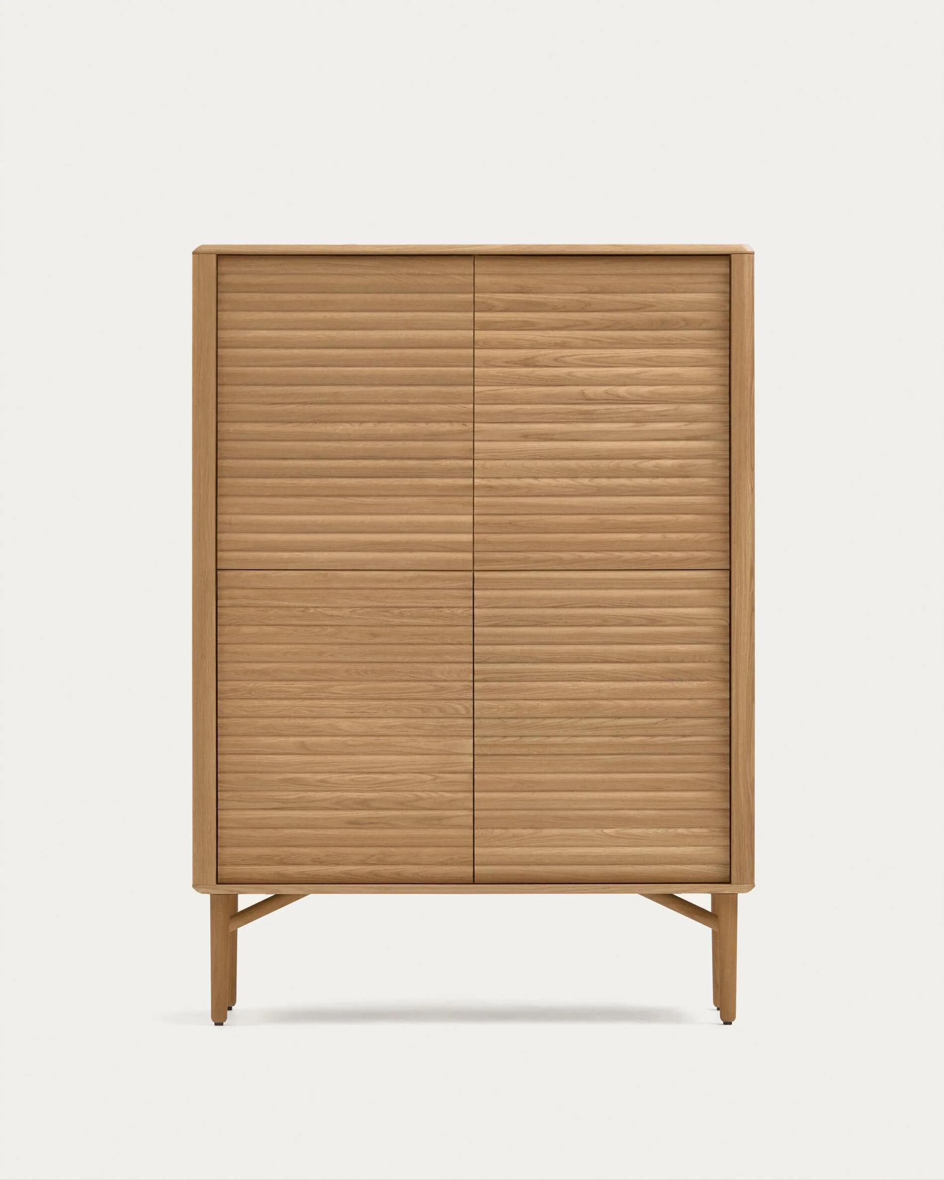 Lenon tall console with 4 oak wood doors and an oak veneer, 104.5 x 144 cm FSC MIX Credit