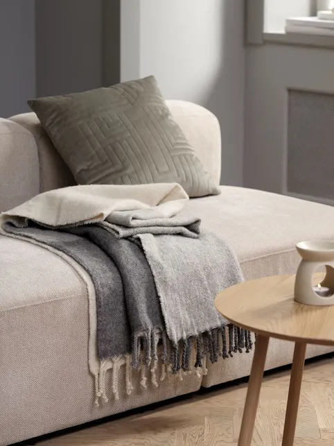 Uldplaid LUNDKARSE 130x170 grå/beige