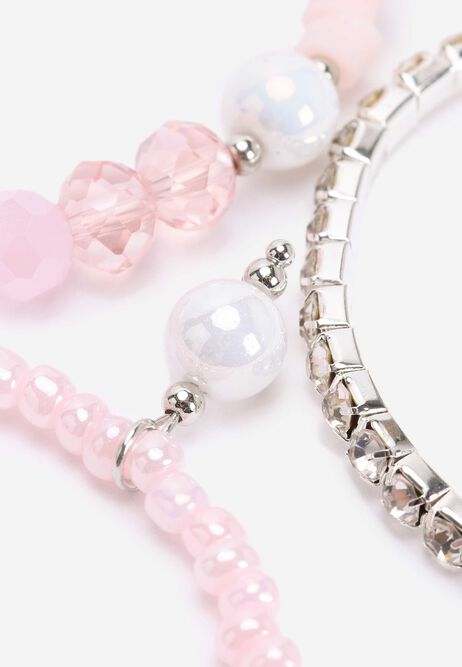 Womens 5pk Pink Beaded Stackable Bracelets