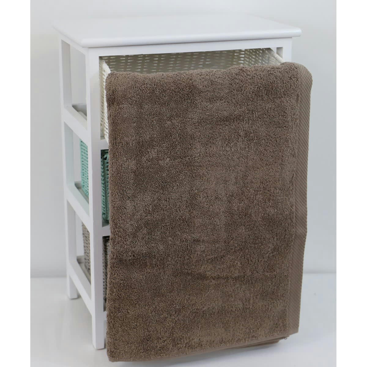 DRAP DE DOUCHE ESSENTIELLE - Drap de douche éponge en coton taupe 70x140 cm
