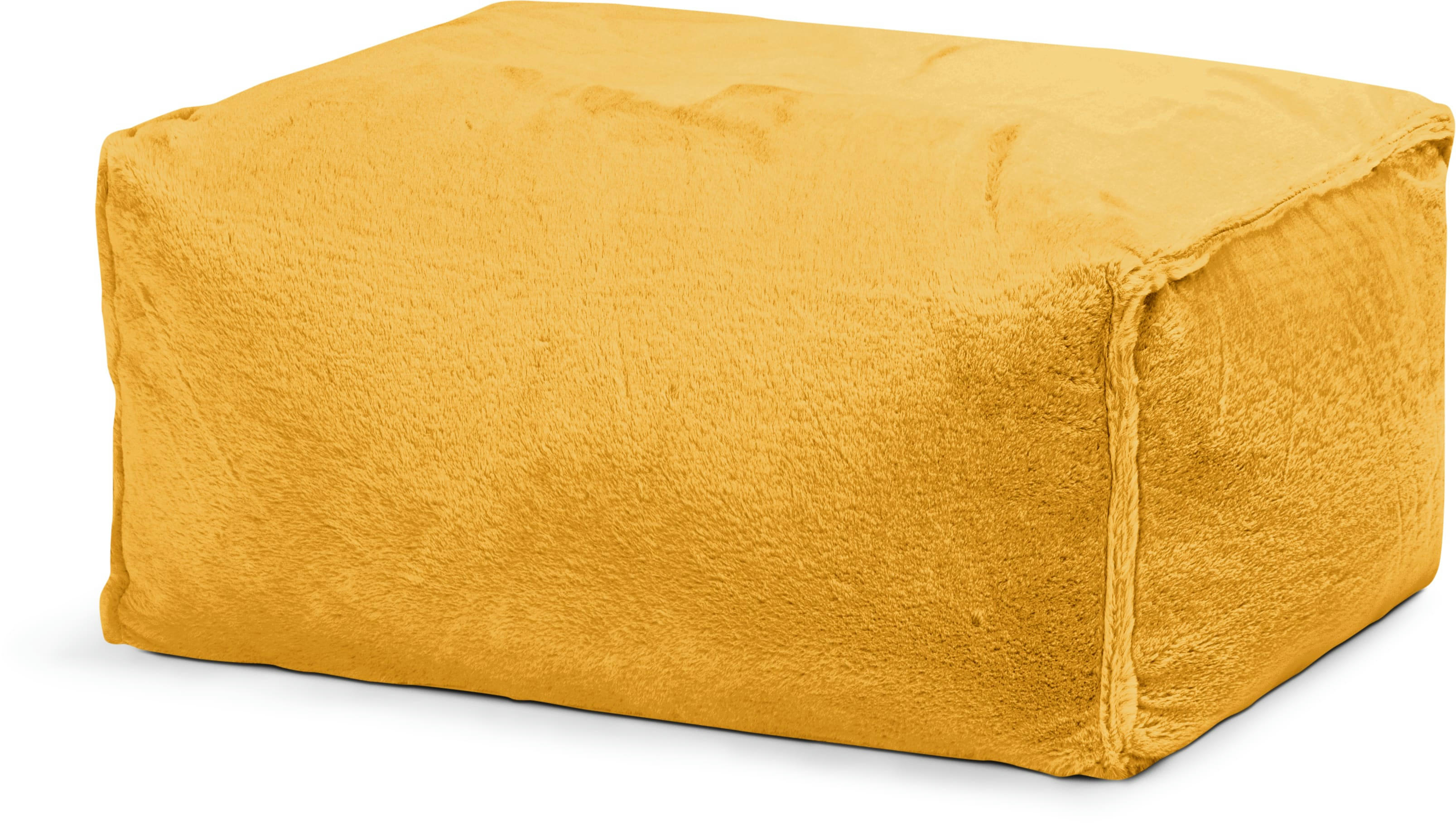 SOFTY - Repose-pied d'intérieur aspect fourrure moutarde 55x65x35cm