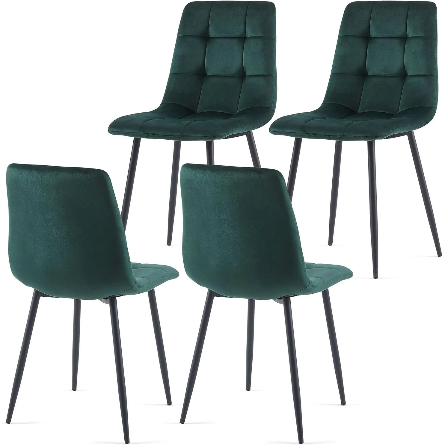 Howtai Upholstered Velvet Chair Tufted Armless Set of 4