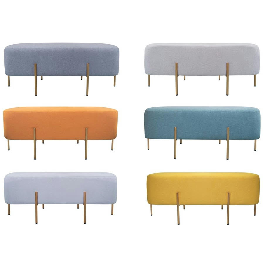 KATE - Pouf design avec pieds dorés en tissu