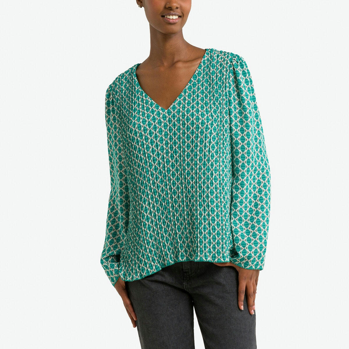 Blouse imprimée, col V