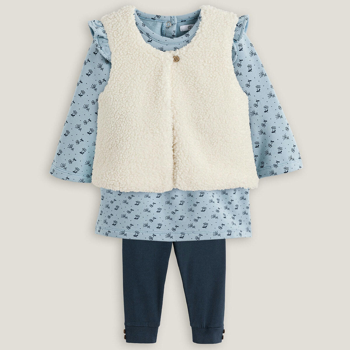 Ensemble veste sans manches + robe + legging
