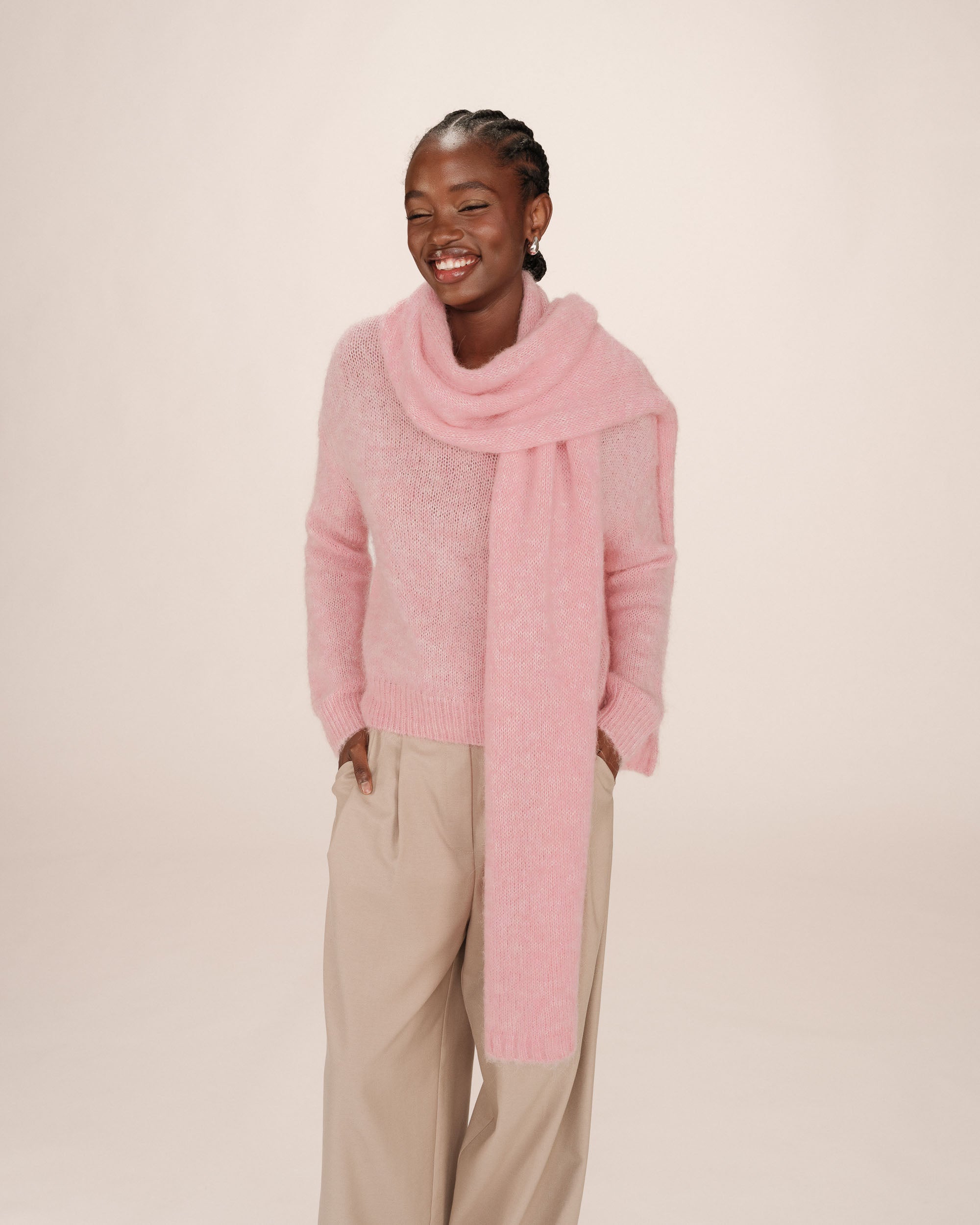 Pull laine d'alpaga cristal rose Sabado