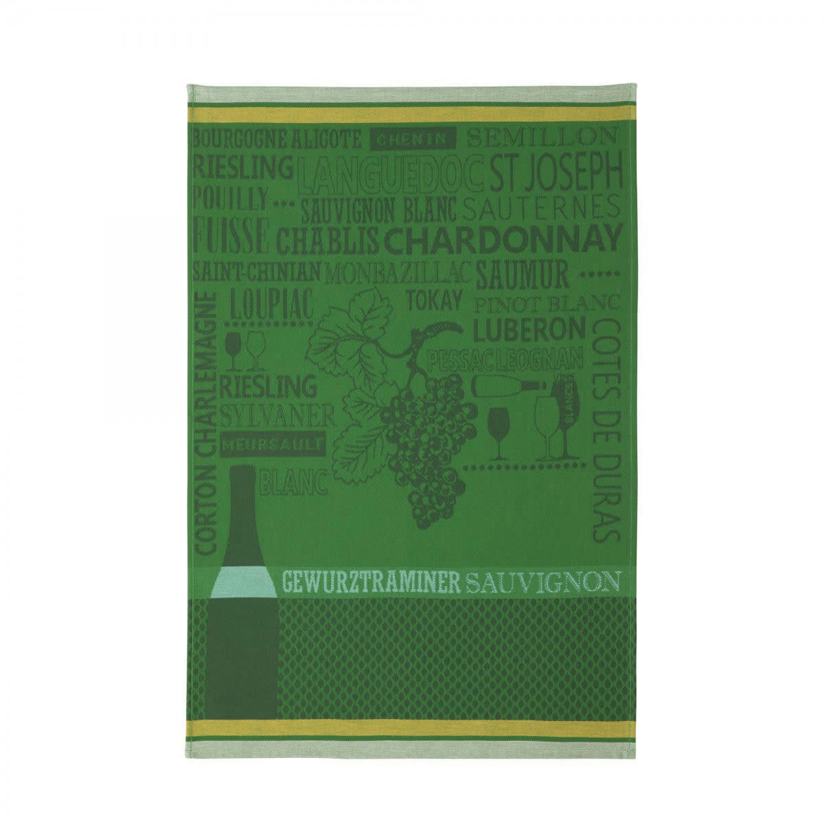 CHARDONNAY - Torchon en jacquard de coton bleu 50x75