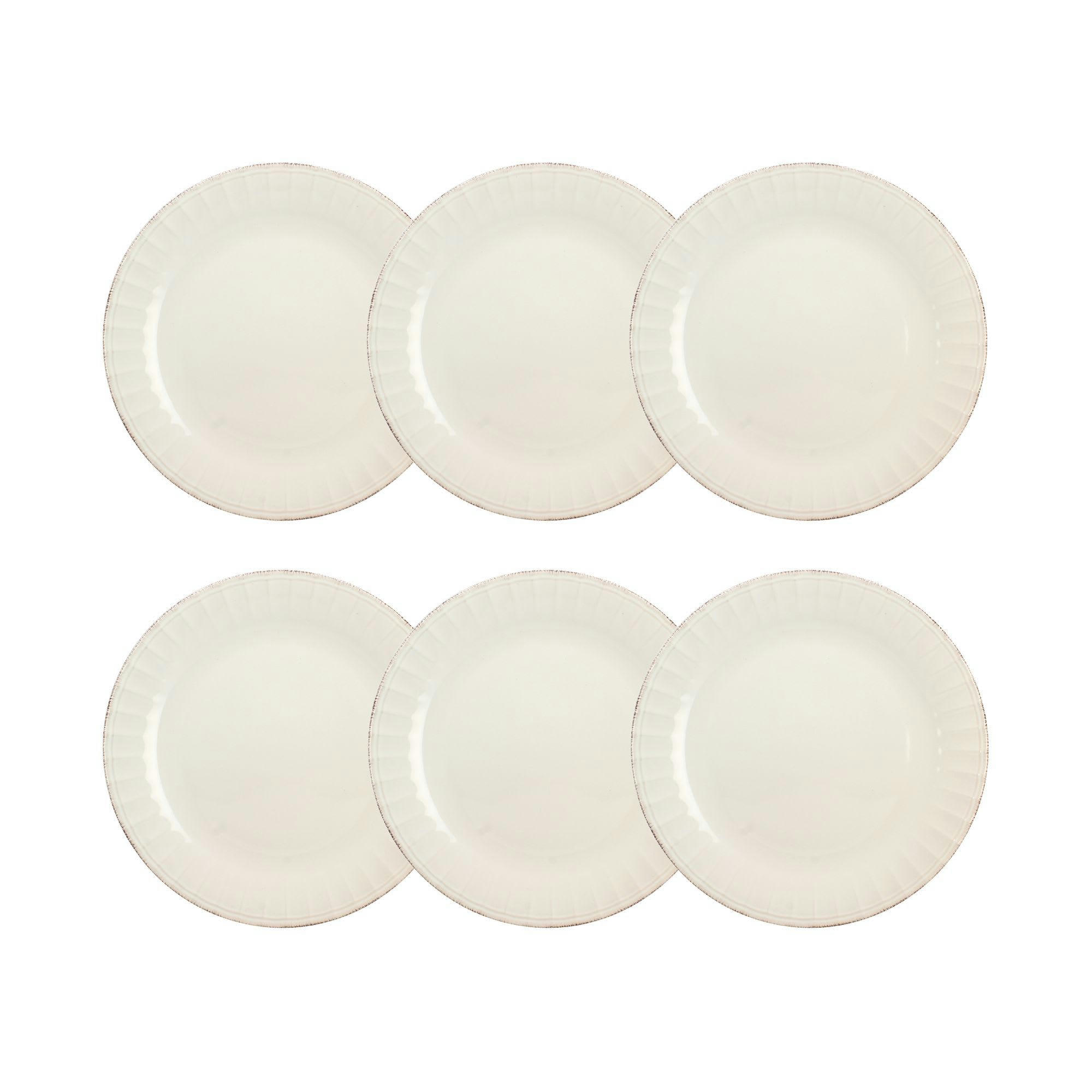 FESTON - Lot de 6 assiettes plates en grès beige 27cm