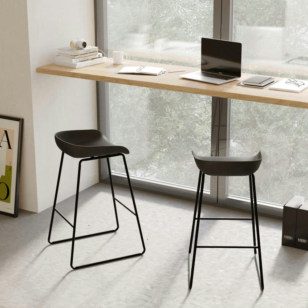 YOSHI - Chaise de bar noire H76cm (lot de 2)