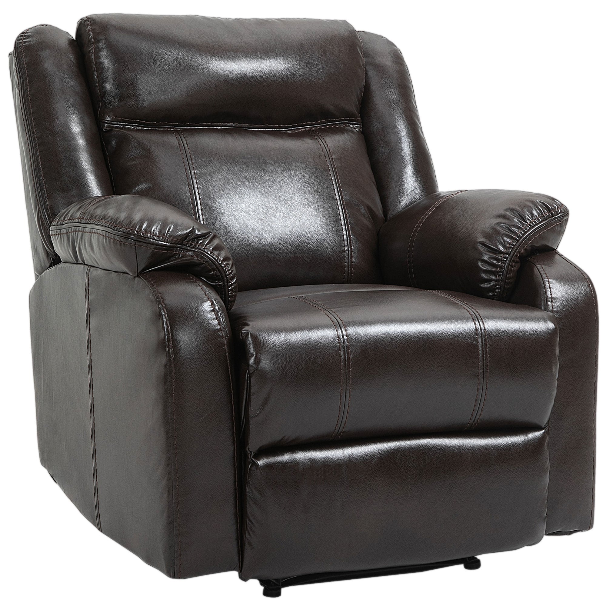 HOMCOM PU Leather Recliner Sofa Upholstered Manual Reclining Armchair with Footrest for Living Room