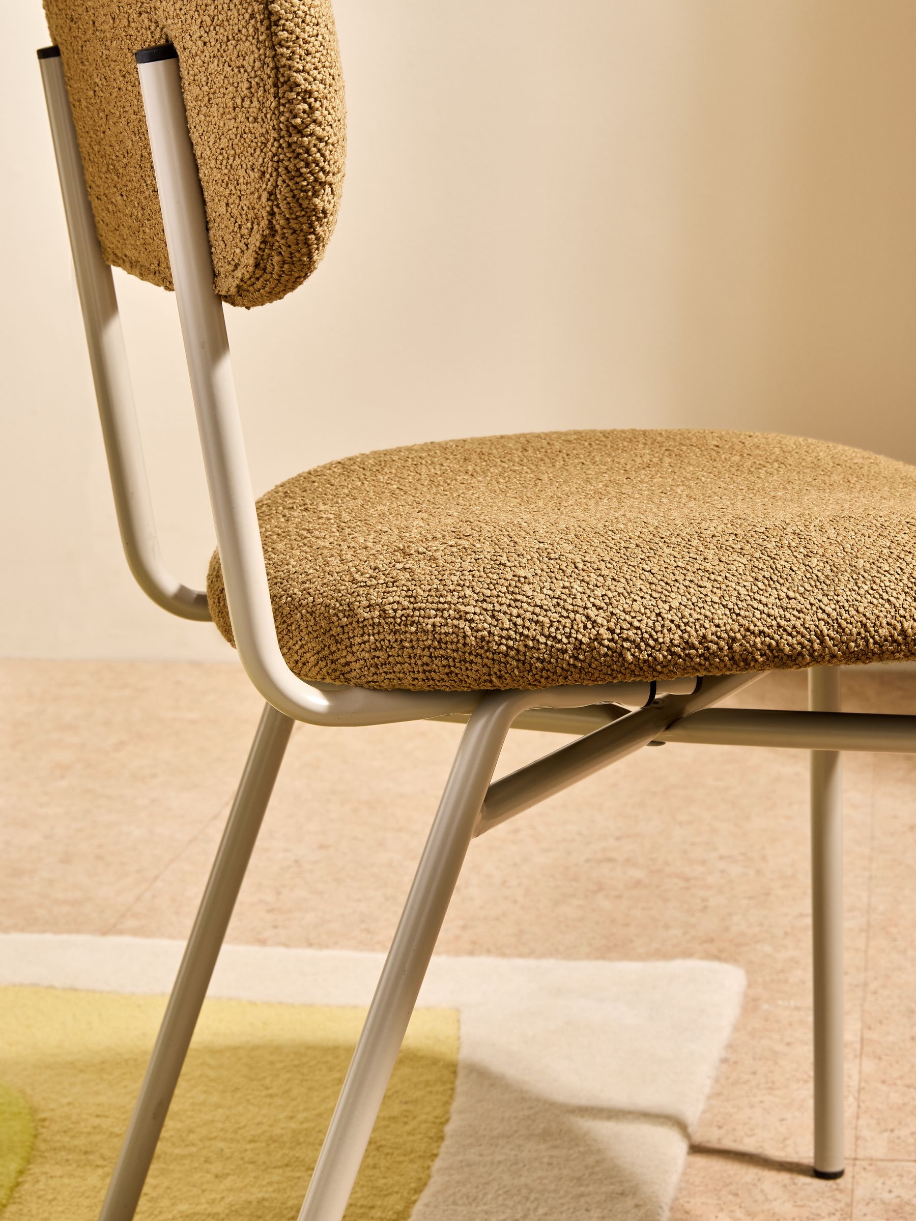 Set of 2 Clemmie Dining Chairs in Caramel Pax Boucle and Ecru Legs