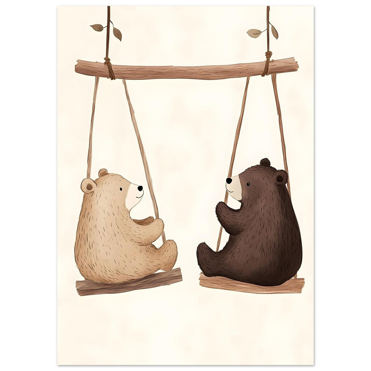 Artfulprints Poster Berenvriendjes  - 50x70 cm - Bruin