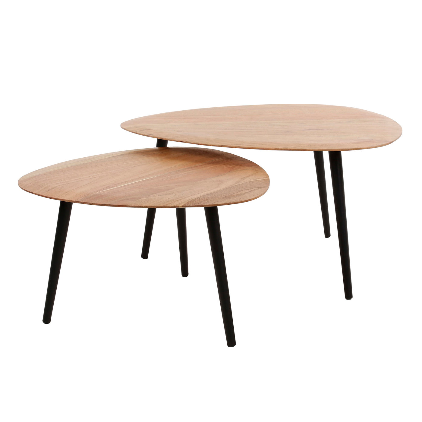 Giga Meubel Salontafel Driehoek - Acaciahout - Set van 2 - 80x80x40cm