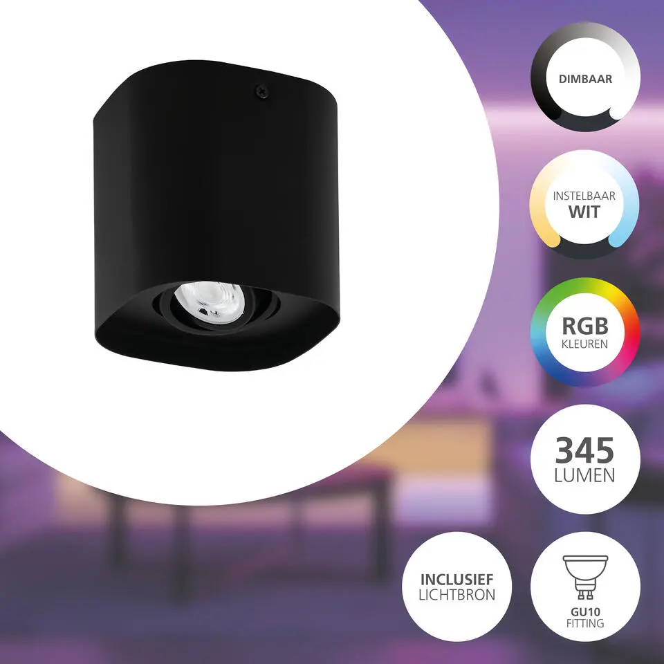 EGLO connect.z Caminales-Z Plafondlamp - LED - 12.5 cm - Zwart - RGB