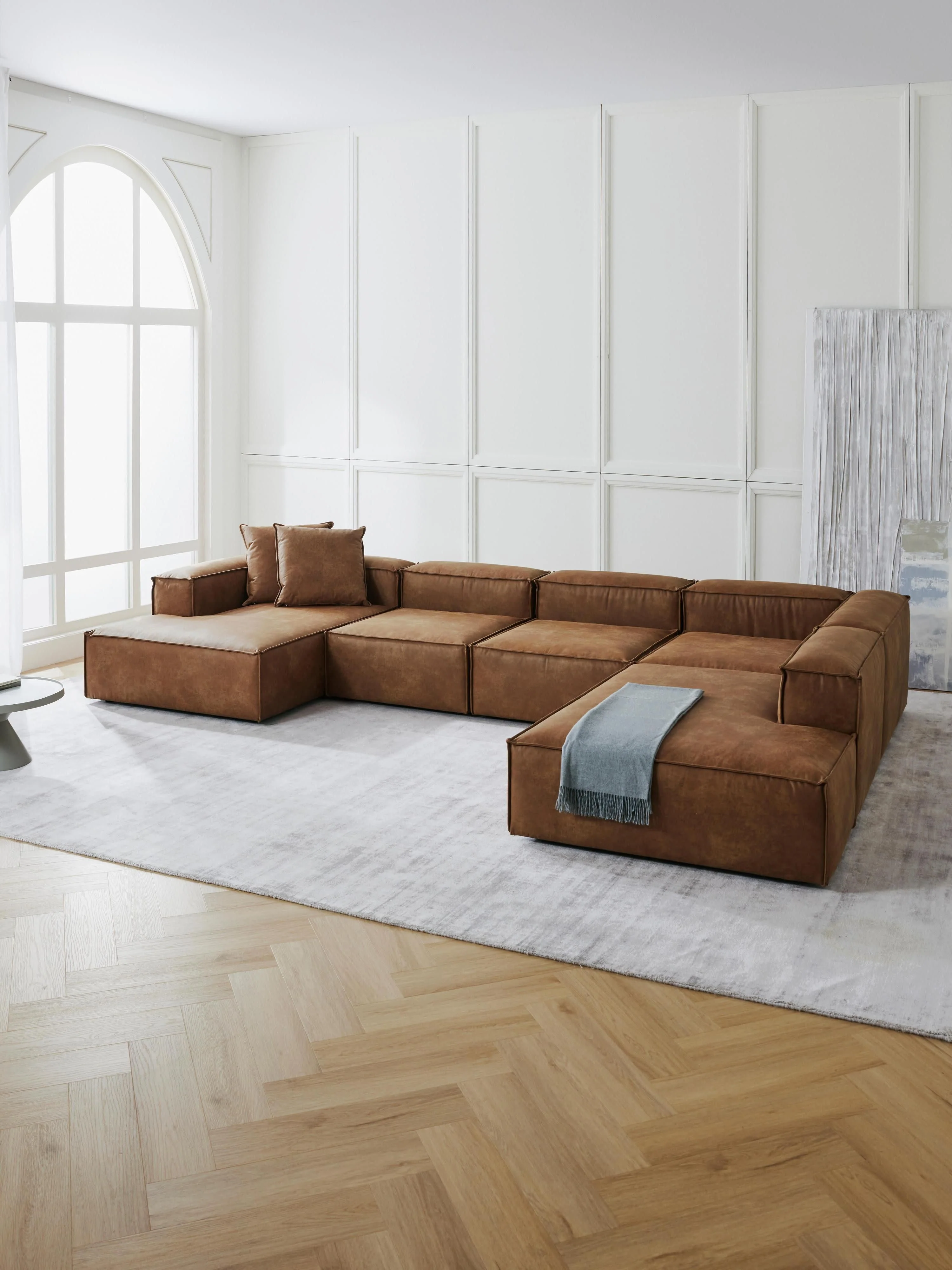 Modulares XL Sofa Lennon aus recyceltem Leder